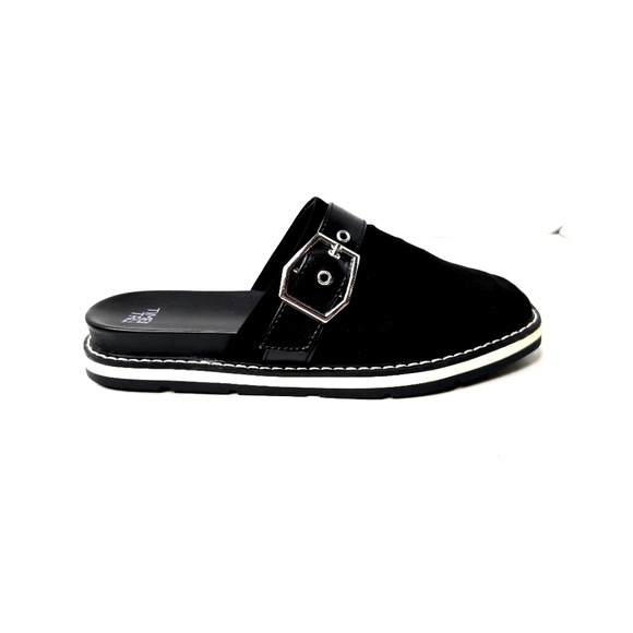 Time and Tru Mules/slides. Black/white Size 6M. - Picture 1 of 10